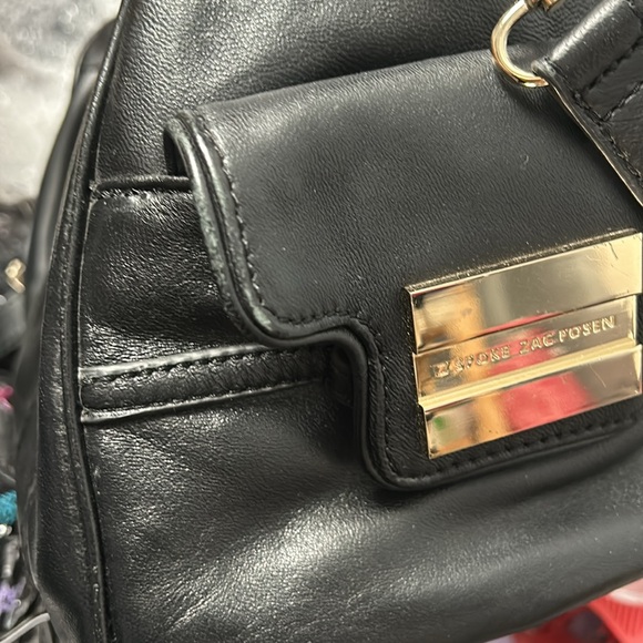 Zac Posen Z Spoke Black Leather Double Handle Gold Hardware Satchel Crossbody - Picture 17 of 17